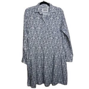 Grayson Frank & Eileen Blue Floral Cotton Henley Changemaker Shirt Dress Sz‎ 1